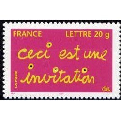France Francia Autoadhesivos 204  2008 Sello con mensaje Invitación  Procede del nº 3760(2005) Lujo