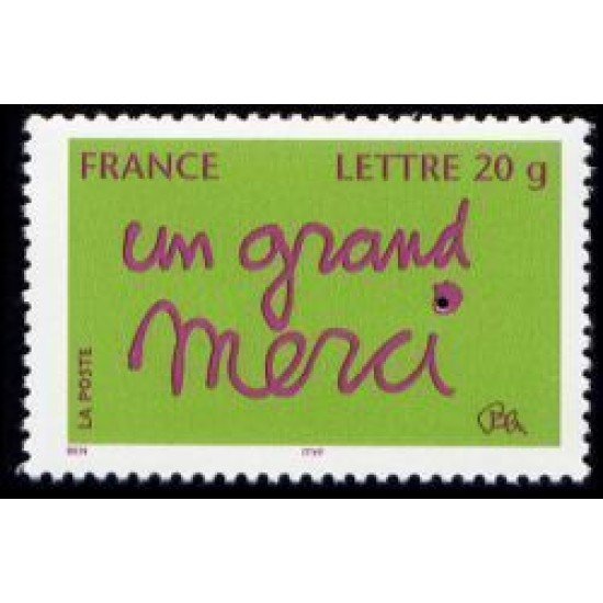 France Francia Autoadhesivos 205 2008 Sello con mensaje Muchas gracias Procede del nº 3761 (2005) Lujo France Francia Autoadhesivos 205 2008 Sello con mensaje Muchas gracias Procede del nº 3761 (2005) Lujo