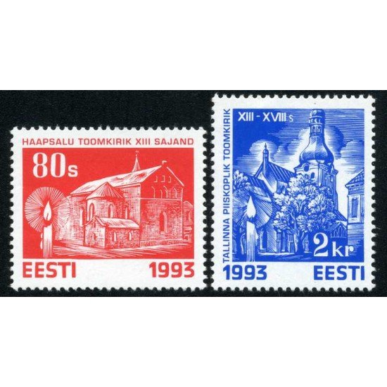 VAR3/S Estonia Nº 229/30 1993 Navidad Iglesias Lujo VAR3/S Estonia Nº 229/30 1993 Navidad Iglesias Lujo
