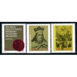 Lituania - 450/52 - 1993 600º Aniv. nacimiento del Gran-Duque Vitautas Sello, retrato, batalla  Lujo