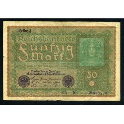Alemania 50 Marcos 1919 Billete Banknote Circulado Pliegues Foto estandar