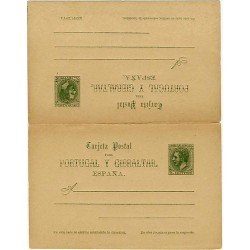 España Spain Entero Postal 14 Doble 1884