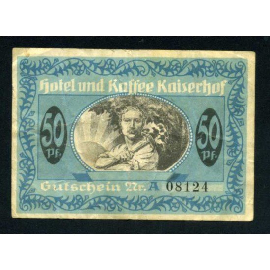 Alemania 50 centavos 1920 Ciudad de Münster Westfalia Bono del Hotel Kaiserhof Pliegues Billete Banknote 