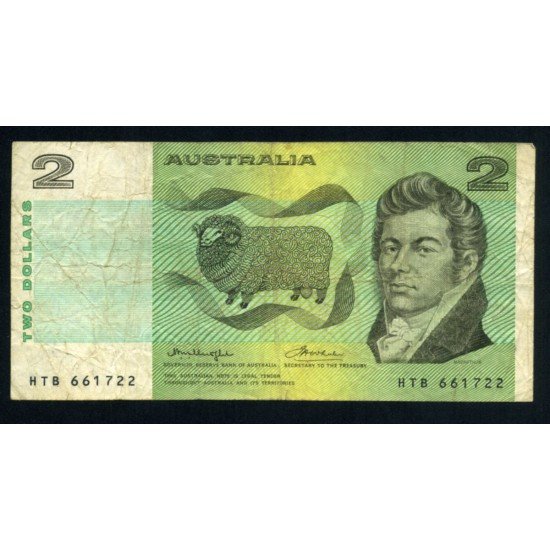 Australia 2 Dolares 1966-72 Billete Banknote Pliegues y dobleces