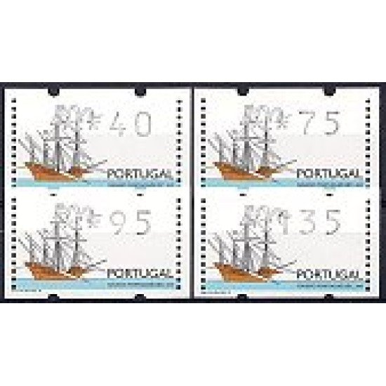 Portugal Atms 1995 Klüssendorf Galeón portugués siglo XVI 4v D-8 Portugal Atms 1995 Klüssendorf Galeón portugués siglo XVI 4v D-8