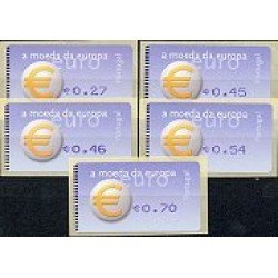 Portugal Atms 2002 Amiel Euro, moneda europea 5v. D-24 Portugal Atms 2002 Amiel Euro, moneda europea 5v. D-24