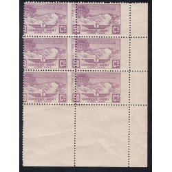 ANDORRA ESPAÑOLA NE 14 BL.6 1932 PAISAJES LANDSCAPES VARIEDAD ERROR DENTADO