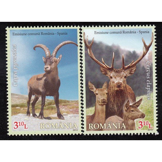 España Spain Emisión conjunta 2012 Rumanía-España Fauna Ciervo Deer MNH