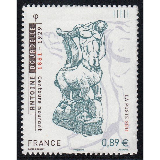 France Francia Autoadhesivos 633 2011 Serie artística Escultura de Antoine Bourdelle Centauro Lujo France Francia Autoadhesivos 633 2011 Serie artística Escultura de Antoine Bourdelle Centauro Lujo