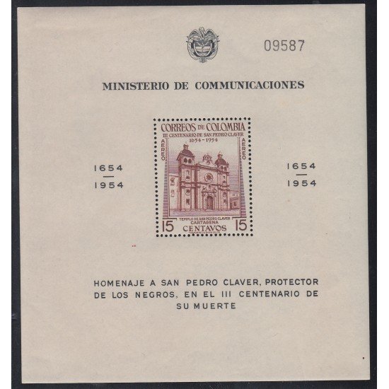 Colombia HB 6 1954 Homenaje a Pedro Claver MNH Colombia HB 6 1954 Homenaje a Pedro Claver MNH