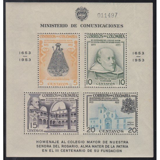 Colombia HB 7 1954 Colegio Nuestra Sra del Rosario MNH Colombia HB 7 1954 Colegio Nuestra Sra del Rosario MNH