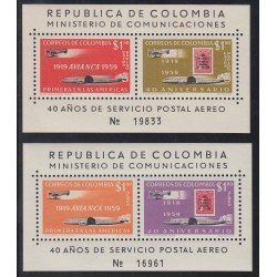 Colombia HB 15/16 1959/60 40 Años Correo Aéreo Avión MNH