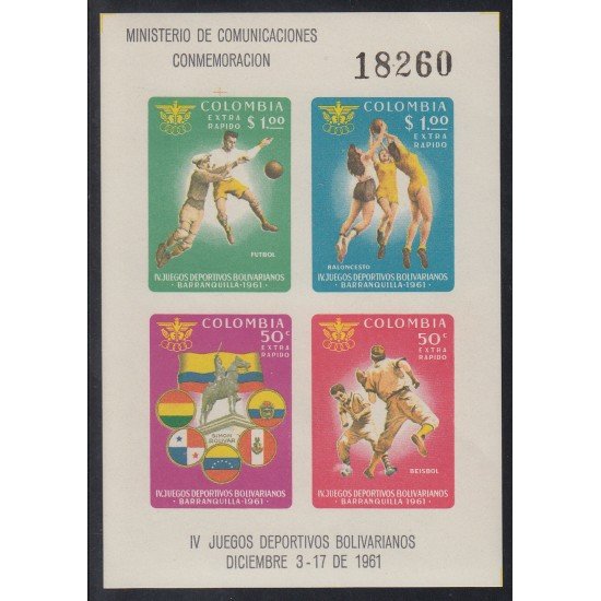 Colombia HB 25  1961 IV Juegos Deportivos MNH