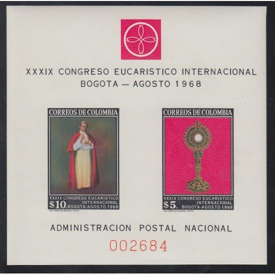 Colombia HB 29 1968 Congreso Eucarístico Bogotá MNH