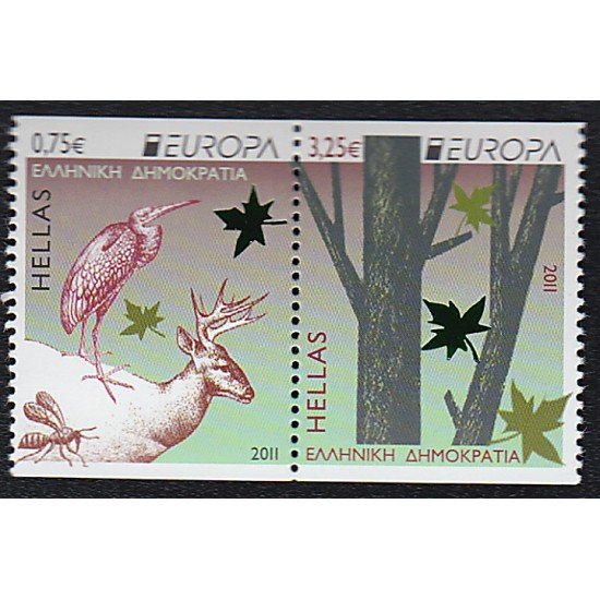 Grecia - 2575/76 2011 Europa Los bosques Fauna y flora Ave Ciervo ... Lujo Grecia - 2575/76 2011 Europa Los bosques Fauna y flora Ave Ciervo ... Lujo