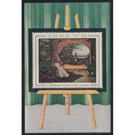 Cuba HB 32 1969 Escuela San Alejandro Pintura Guillermo Collazo MNH