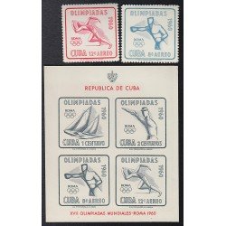 DEP1/S  Cuba A- 212/13+ HB 17 1960 JJOO Roma Deportes Nuevas sin fijasellos MNH
