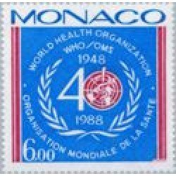 Monaco - 1636 - 1988 40º Aniv. de la OMS-emblema-Lujo Monaco - 1636 - 1988 40º Aniv. de la OMS-emblema-Lujo