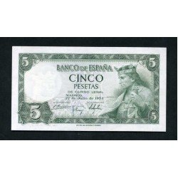 España billete 5 Ptas Madrid 22 7 1954 Sin circular España billete 5 Ptas Madrid 22 7 1954 Sin circular