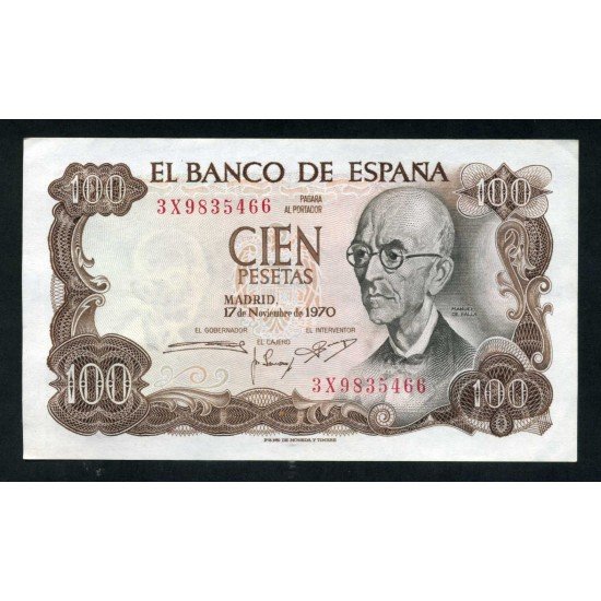 Billete 100 Ptas 17-XI-1970 M. de Falla Billete 100 Ptas 17-XI-1970 M. de Falla