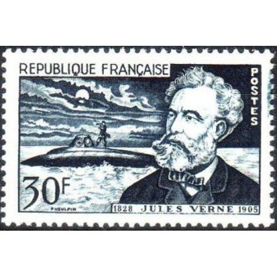 France Francia Nº 1026 1955 50º Aniv. de la muerte de Jules Verne Lujo France Francia Nº 1026 1955 50º Aniv. de la muerte de Jules Verne Lujo