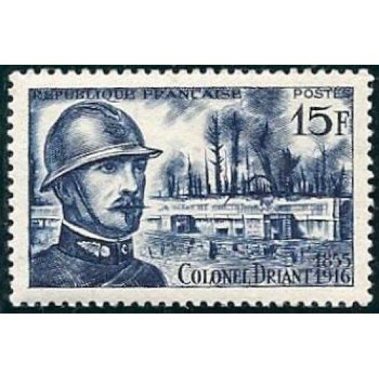 France Francia Nº 1052 1956 40º Aniv. de la muerte del Coronel Émile A.-C. Driant en Verdun Lujo