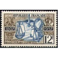 France Francia Nº 1107 1957 150º Aniv. del Tribunal de Cuentas Lujo France Francia Nº 1107 1957 150º Aniv. del Tribunal de Cuentas Lujo