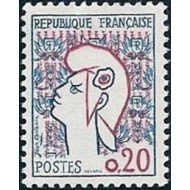 France Francia Nº 1282 1961 Marianne de Cocteau Lujo France Francia Nº 1282 1961 Marianne de Cocteau Lujo