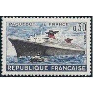 France Francia Nº  1325 1962 Primer viaje del barco France Lujo