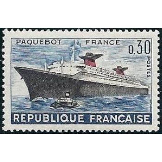 France Francia Nº  1325 1962 Primer viaje del barco France Lujo