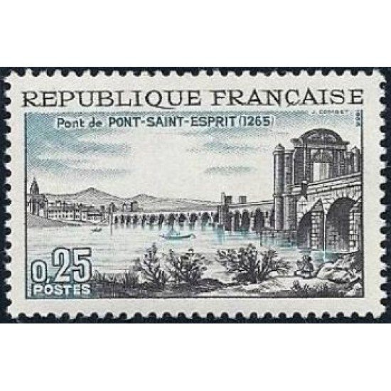 France Francia Nº 1481 1966 7º Cent. del puente Pont-Saint-Esprit Lujo France Francia Nº 1481 1966 7º Cent. del puente Pont-Saint-Esprit Lujo