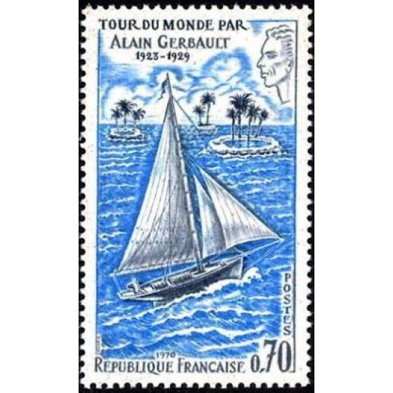 France Francia Nº 1621 1970 Vuelta al mundo de Alain Gerbault Lujo France Francia Nº 1621 1970 Vuelta al mundo de Alain Gerbault Lujo
