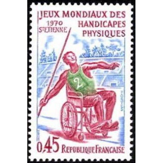 DEP7/S France Francia Nº 1649 1970 Juegos mundiales de discapacitados físicos (St. Étienne) Lujo DEP7/S France Francia Nº 1649 1970 Juegos mundiales de discapacitados físicos (St. Étienne) Lujo