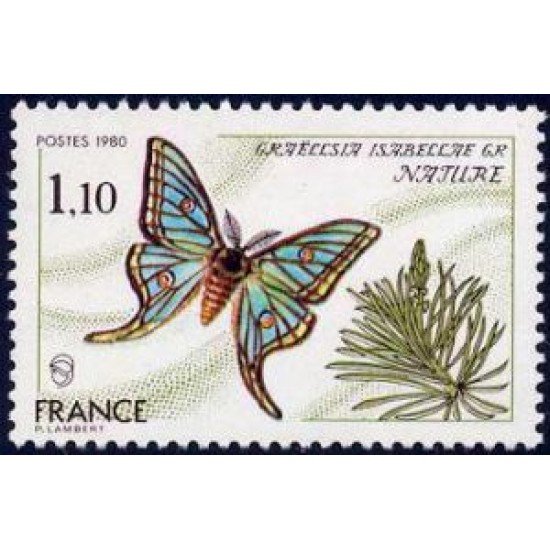 FAU4/S France Francia  Nº 2089  1980  Serie naturaleza -Mariposa- Lujo