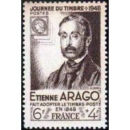 France Francia Nº 794 1948 Día del sello y Centenario  de la institución del sello postal -Ètienne Arago- Lujo