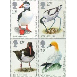 Gran Bretaña - 1363/66 - 1989 100º Aniv. de la sociedad de protección de los pájaros MNH