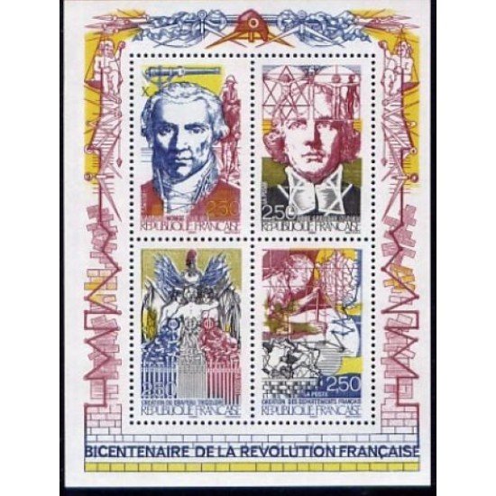 France Francia HB 12 1990 Bicentenario de la Revolución Personajes, escenas 4 val. nº 2667/70 Lujo France Francia HB 12 1990 Bicentenario de la Revolución Personajes, escenas 4 val. nº 2667/70 Lujo