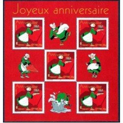France Francia HB 83 2005 Feliz cumpleaños 5 sellos nº 3778 Ilustración: Bècassine Lujo