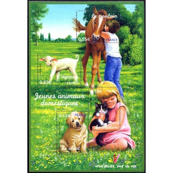 France Francia HB 96 2006 Serie Naturaleza Fauna Animales domésticos 4 val. nº 3897/00 Ilustracion: paisaje, flores Lujo France Francia HB 96 2006 Serie Naturaleza Fauna Animales domésticos 4 val. nº 3897/00 Ilustracion: paisaje, flores Lujo