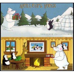 France Francia Hojitas Souvenir 5 -BS - 2005 Pingüinos, reno, oso muñeco de nieve 1 valor en Hojita con blister Tarjeta de felicitación Lujo France Francia Hojitas Souvenir 5 -BS - 2005 Pingüinos, reno, oso muñeco de nieve 1 valor en Hojita con blister Tarjeta de felicitación Lujo