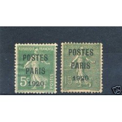 France Francia Preobliterados P- 24/25 1920-22 París 1920 Sin goma Fijasellos France Francia Preobliterados P- 24/25 1920-22 París 1920 Sin goma Fijasellos