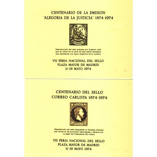 España Spain Hojitas Recuerdo 18/19 1974 FNMT Alegoría de la Justicia