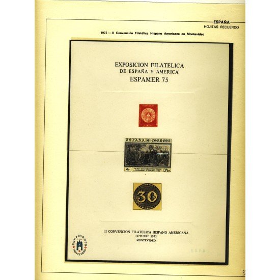España Spain Hojitas Recuerdo 38 1975 FNMT Exposición Filatélica de España y América Espamer 75 