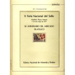 España Spain Hojitas Recuerdo 51 1977 FNMT 50º Aniversario del Mercado Filatélico