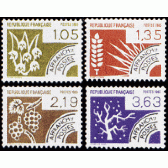 France Francia Preobliterados P-  178/81 1983 Las cuatro estaciones Flora Lujo