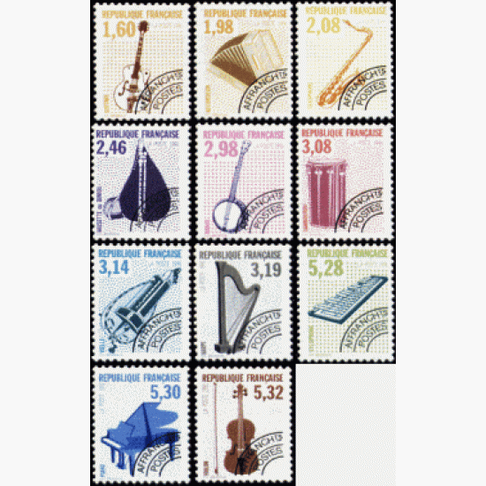 CIN/S France Francia Preobliterados P- 213/23 - 1992 Instrumentos musicales Lujo CIN/S France Francia Preobliterados P- 213/23 - 1992 Instrumentos musicales Lujo