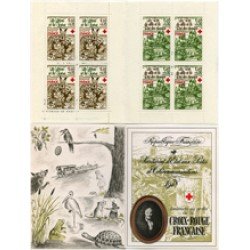 France Francia Carnets 2027 Cruz Roja Retrato La Fontaine, fábulas, animales Carnet 8 sellos 4 serie nº 2024/25 (1978) Lujo