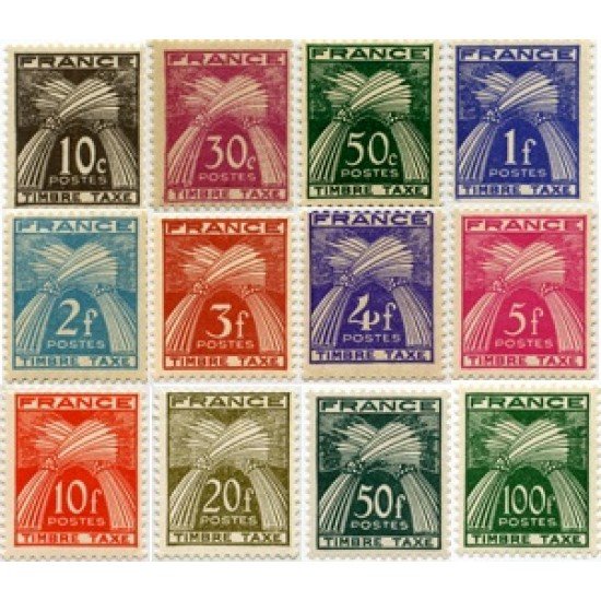 France Francia Tasas 78/89 1946-55 Leyenda Haz de ramas Rep. francesa Lujo France Francia Tasas 78/89 1946-55 Leyenda Haz de ramas Rep. francesa Lujo