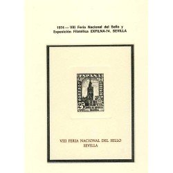 España Spain Hojitas Recuerdo 26 1974 FNMT Exfilna 74 Tirada 590