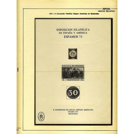 España Spain Hojitas Recuerdo 39 1975 FNMT Exposición Filatélica de España y América Espamer 75 Tirada: 366